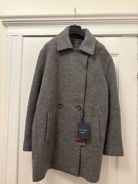 Cinzia Rocca Icons Gray 100% Wool Double-Breasted Pea Coat